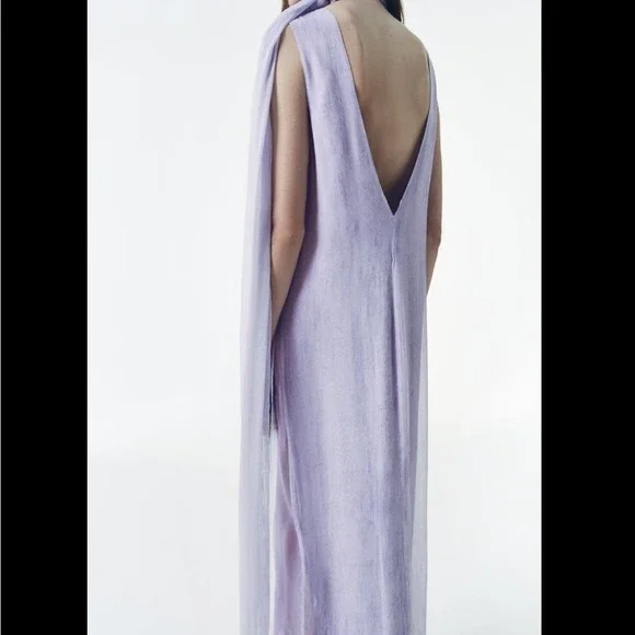 ZARA FLOWY PRINTED DRESS WITH SCARF. Brand new with tag. - Picture 4 of 8